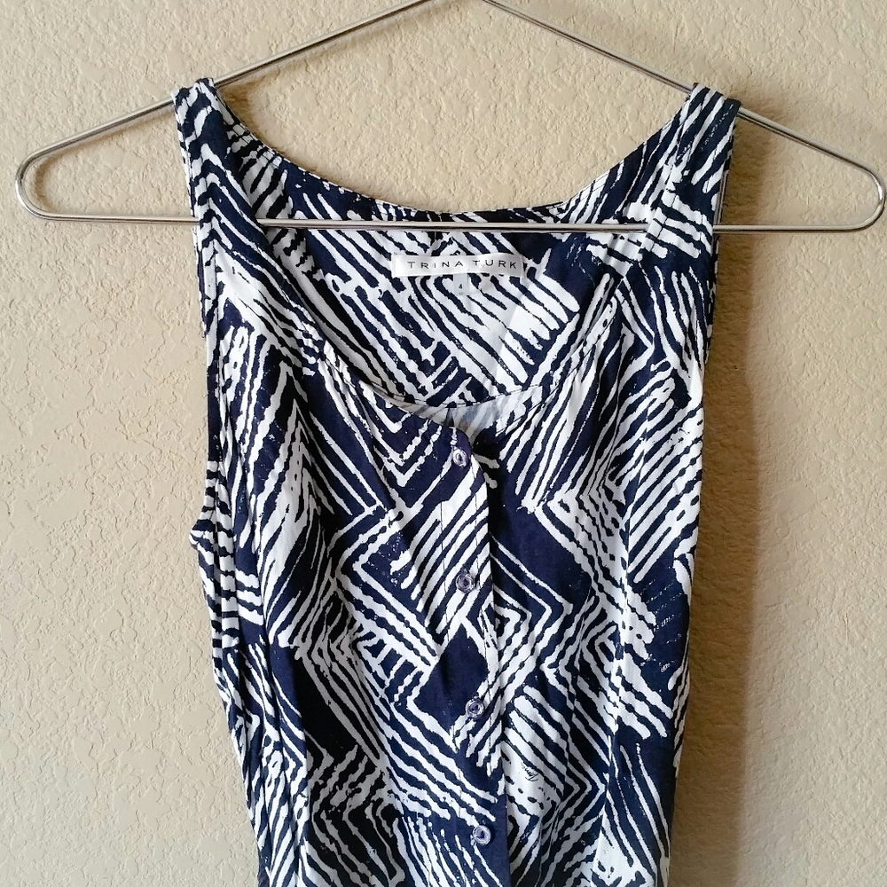 Trina Turk Subrina Navy Blue Rope Belt Dress Sz 4 - Picture 4 of 10